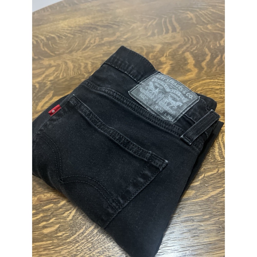 Levi's 502 Jeans Mens 33x30 Black Tapered Fit Stretch‎ Denim Pants